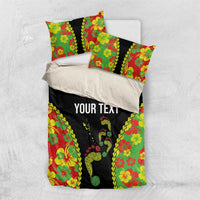 Personalised Vanuatu Running Bedding Set Footprint and Hibiscus Polynesian Style