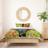 Personalised Vanuatu Running Bedding Set Footprint and Hibiscus Polynesian Style