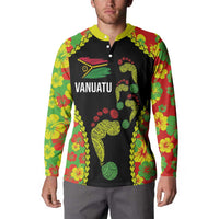 Personalised Vanuatu Running Button Sweatshirt Footprint and Hibiscus Polynesian Style LT03 - Polynesian Pride