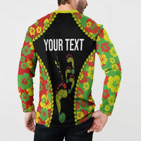 Personalised Vanuatu Running Button Sweatshirt Footprint and Hibiscus Polynesian Style LT03 - Polynesian Pride