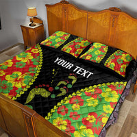 Personalised Vanuatu Running Quilt Bed Set Footprint and Hibiscus Polynesian Style LT03 - Polynesian Pride