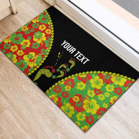 Personalised Vanuatu Running Rubber Doormat Footprint and Hibiscus Polynesian Style LT03 - Polynesian Pride