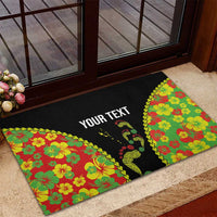 Personalised Vanuatu Running Rubber Doormat Footprint and Hibiscus Polynesian Style LT03 - Polynesian Pride