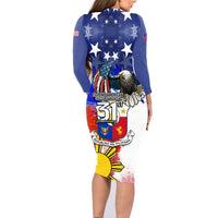Filipino American History Month Family Matching Long Sleeve Bodycon Dress and Hawaiian Shirt Filipino Coat Of Arms and American Eagle Splash Style LT03 - Polynesian Pride