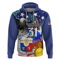 Filipino American History Month Hoodie Filipino Coat Of Arms and American Eagle Splash Style LT03 Pullover Hoodie Blue - Polynesian Pride