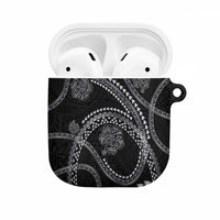 Hawaiian Kakau Art and Hisbiscus Tattoo AirPods Case Tribal Pattern-Silver Style LT03 Black - Polynesian Pride