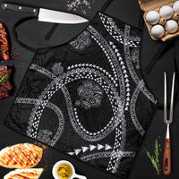 Hawaiian Kakau Art and Hisbiscus Tattoo Apron Tribal Pattern-Silver Style - Polynesian Pride