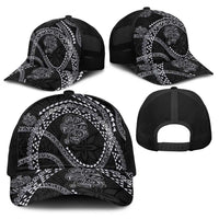 Hawaiian Kakau Art and Hisbiscus Tattoo Baseball Net Cap Tribal Pattern-Silver Style LT03 - Polynesian Pride
