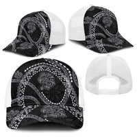 Hawaiian Kakau Art and Hisbiscus Tattoo Baseball Net Cap Tribal Pattern-Silver Style LT03 - Polynesian Pride