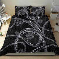 Hawaiian Kakau Art and Hisbiscus Tattoo Bedding Set Tribal Pattern-Silver Style - Polynesian Pride