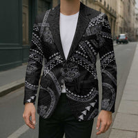 Hawaiian Kakau Art and Hisbiscus Tattoo Blazer Tribal Pattern-Silver Style - Polynesian Pride