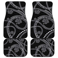 Hawaiian Kakau Art and Hisbiscus Tattoo Car Mats Tribal Pattern-Silver Style - Polynesian Pride