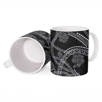 Hawaiian Kakau Art and Hisbiscus Tattoo Ceramic Mug Tribal Pattern-Silver Style - Polynesian Pride