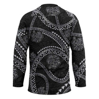 Hawaiian Kakau Art and Hisbiscus Tattoo Hockey Jersey Tribal Pattern-Silver Style LT03 - Polynesian Pride