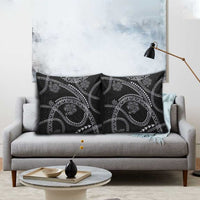 Hawaiian Kakau Art and Hisbiscus Tattoo Pillow Cover Tribal Pattern-Silver Style - Polynesian Pride