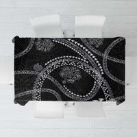 Hawaiian Kakau Art and Hisbiscus Tattoo Tablecloth Tribal Pattern-Silver Style LT03 Black - Polynesian Pride