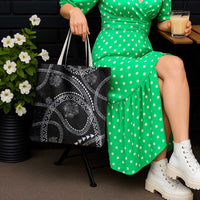 Hawaiian Kakau Art and Hisbiscus Tattoo Tote Bag Tribal Pattern-Silver Style - Polynesian Pride