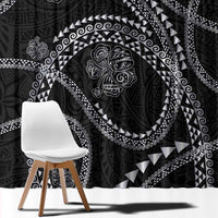 Hawaiian Kakau Art and Hisbiscus Tattoo Window Curtain Tribal Pattern-Silver Style LT03 - Polynesian Pride