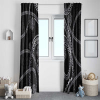 Hawaiian Kakau Art and Hisbiscus Tattoo Window Curtain Tribal Pattern-Silver Style LT03 - Polynesian Pride