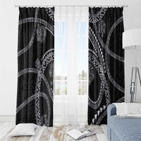 Hawaiian Kakau Art and Hisbiscus Tattoo Window Curtain Tribal Pattern-Silver Style LT03 - Polynesian Pride