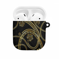 Hawaiian Kakau Art and Hisbiscus Tattoo AirPods Case Tribal Pattern-Gold Style LT03 Black - Polynesian Pride