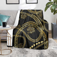 Hawaiian Kakau Art and Hisbiscus Tattoo Blanket Tribal Pattern-Gold Style - Polynesian Pride