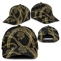 Hawaiian Kakau Art and Hisbiscus Tattoo Classic Cap Tribal Pattern-Gold Style LT03 - Polynesian Pride