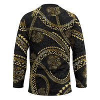 Hawaiian Kakau Art and Hisbiscus Tattoo Hockey Jersey Tribal Pattern-Gold Style LT03 - Polynesian Pride