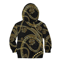 Hawaiian Kakau Art and Hisbiscus Tattoo Kid Hoodie Tribal Pattern-Gold Style LT03 - Polynesian Pride