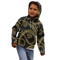 Hawaiian Kakau Art and Hisbiscus Tattoo Kid Hoodie Tribal Pattern-Gold Style LT03 - Polynesian Pride