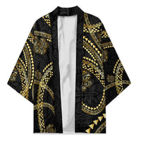 Hawaiian Kakau Art and Hisbiscus Tattoo Kimono Tribal Pattern-Gold Style - Polynesian Pride