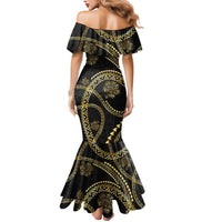 Hawaiian Kakau Art and Hisbiscus Tattoo Mermaid Dress Tribal Pattern-Gold Style - Polynesian Pride