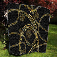 Hawaiian Kakau Art and Hisbiscus Tattoo Quilt Tribal Pattern-Gold Style - Polynesian Pride