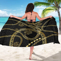 Hawaiian Kakau Art and Hisbiscus Tattoo Sarong Tribal Pattern-Gold Style - Polynesian Pride