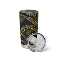 Hawaiian Kakau Art and Hisbiscus Tattoo Tumbler Cup Tribal Pattern-Gold Style - Polynesian Pride