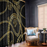 Hawaiian Kakau Art and Hisbiscus Tattoo Window Curtain Tribal Pattern-Gold Style LT03 - Polynesian Pride