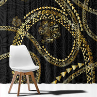Hawaiian Kakau Art and Hisbiscus Tattoo Window Curtain Tribal Pattern-Gold Style LT03 - Polynesian Pride