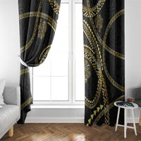 Hawaiian Kakau Art and Hisbiscus Tattoo Window Curtain Tribal Pattern-Gold Style LT03 - Polynesian Pride