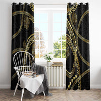 Hawaiian Kakau Art and Hisbiscus Tattoo Window Curtain Tribal Pattern-Gold Style LT03 - Polynesian Pride