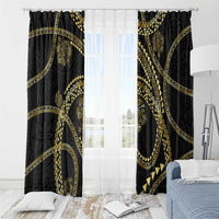 Hawaiian Kakau Art and Hisbiscus Tattoo Window Curtain Tribal Pattern-Gold Style LT03 - Polynesian Pride