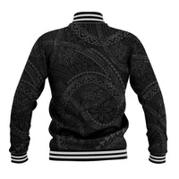 Hawaiian Kakau Art and Hisbiscus Tattoo Baseball Jacket Tribal Pattern-Black Gradient Style - Polynesian Pride