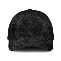 Hawaiian Kakau Art and Hisbiscus Tattoo Baseball Net Cap Tribal Pattern-Black Gradient Style LT03 One Size Black Black - Polynesian Pride