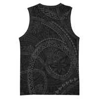 Hawaiian Kakau Art and Hisbiscus Tattoo Basketball Jersey Tribal Pattern-Black Gradient Style - Polynesian Pride