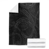 Hawaiian Kakau Art and Hisbiscus Tattoo Blanket Tribal Pattern-Black Gradient Style - Polynesian Pride