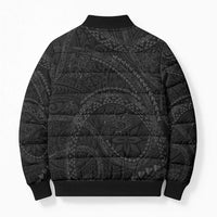 Hawaiian Kakau Art and Hisbiscus Tattoo Bomber Puffer Jacket Tribal Pattern-Black Gradient Style - Polynesian Pride