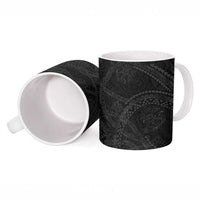 Hawaiian Kakau Art and Hisbiscus Tattoo Ceramic Mug Tribal Pattern-Black Gradient Style - Polynesian Pride
