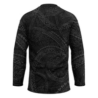 Hawaiian Kakau Art and Hisbiscus Tattoo Hockey Jersey Tribal Pattern-Black Gradient Style LT03 - Polynesian Pride