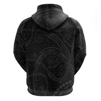 Hawaiian Kakau Art and Hisbiscus Tattoo Hoodie Tribal Pattern-Black Gradient Style - Polynesian Pride