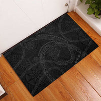 Hawaiian Kakau Art and Hisbiscus Tattoo Rubber Doormat Tribal Pattern-Black Gradient Style - Polynesian Pride