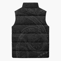 Hawaiian Kakau Art and Hisbiscus Tattoo Sleeveless Puffer Jacket Tribal Pattern-Black Gradient Style - Polynesian Pride